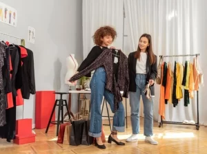 styling guiding their client about their clothes